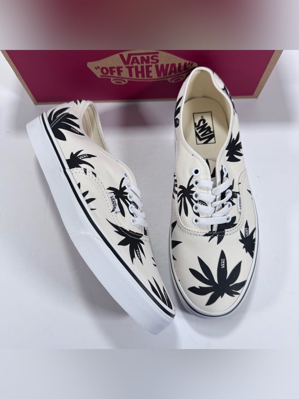 Vans Authentic Archive Marshmallow Black Palm Leaf Print Sneaker Men 10.5
